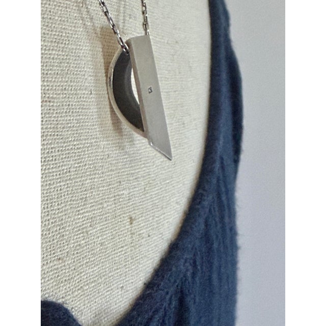 Postmodern Sterling Silver 925 Minimalist Pendant on Long Necklace, 2 Pieces For Sale - Image 14 of 16