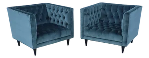 Stuart Scott Tufted Tux Club Chairs in Velvet