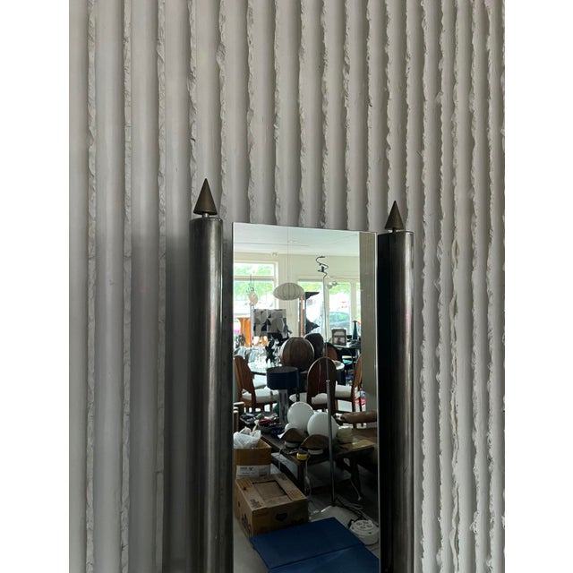 Full-Length Steel Mirror, Italy, 1980s For Sale - Image 3 of 12