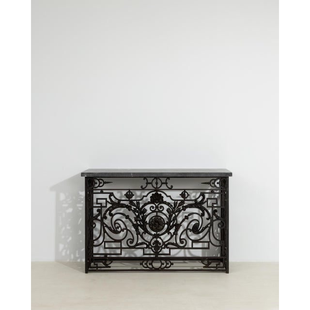 Neoclassical Wrought Iron Console With Belgian Bluestone For Sale In Greensboro - Image 6 of 13