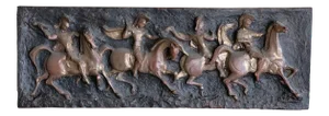 J. Segura High Relief Brutalist Wall Sculpture Finesse Originals Roman Soldiers on Horses
