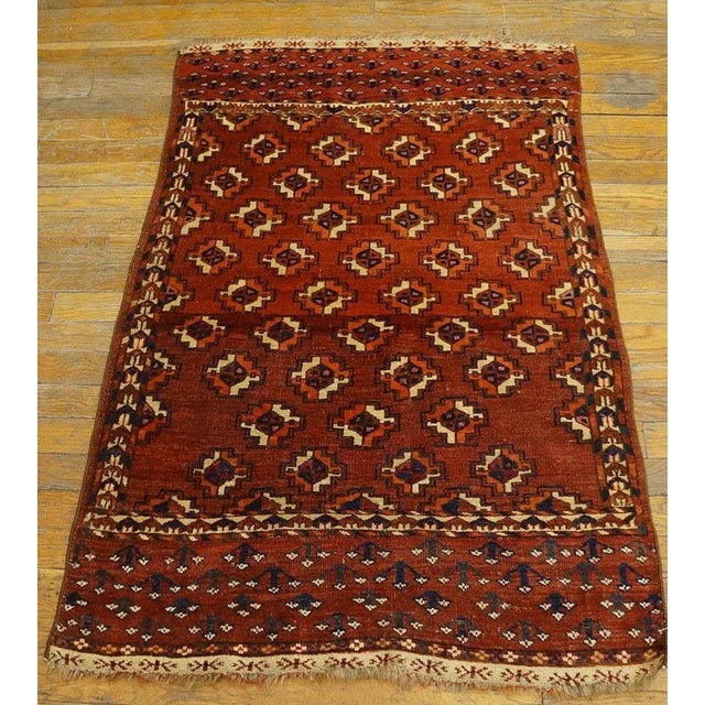 Antique Baluch-Turkmen Rug, Size: 2' 7'' x4' 0'' Antique Turkmen Turkmenistan Geometric Knotted Rug, Circa Date: 1880s....