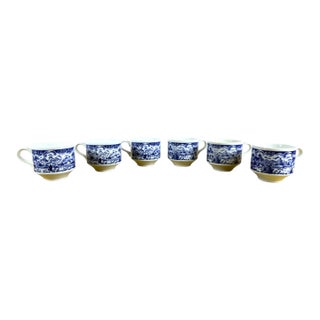 Vintage English Churchill Blue Willow Demitasse Coffee Cups, Set of 6 For Sale