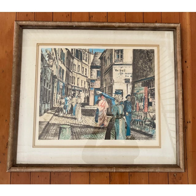 Wood 1930s Parisian Street Scene, Artists Proof by Etienne Julia. Signed & Framed For Sale - Image 7 of 13