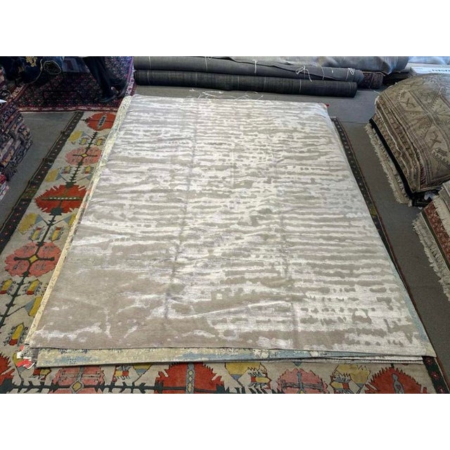 Modern Abstract Nepalese Handspun Wool Rug, 10x14 For Sale - Image 4 of 6