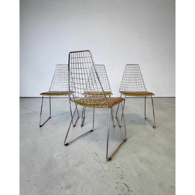 Designer Chairs in Hand-Decorated Leather and Steel, 1970s, Set of 4 For Sale - Image 9 of 18