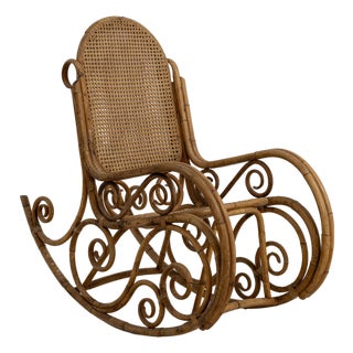 Thonet Faux Bamboo and Rattan Rocking Chair, Antique, Austria, Early 19th Century For Sale