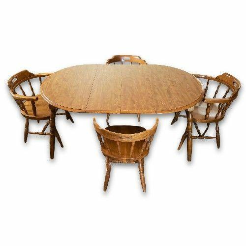 Vintage Mid-Century "Colonial Revival" Hard Rock Dining Suite - 7 Pieces For Sale - Image 4 of 10