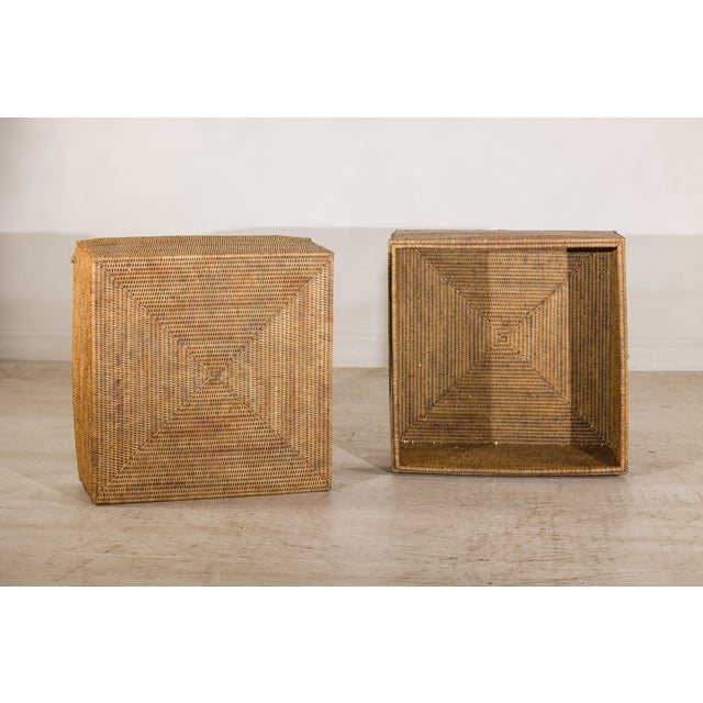 Large Vintage Woven Rattan Storage Box with Removable Lid For Sale In New York - Image 6 of 15