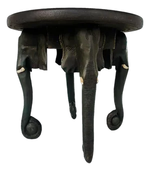 Vintage Ebonized Wooden Carved African Elephant Table