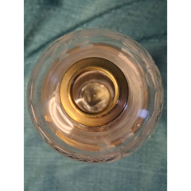Rare 1840s Whale Oil Lamp Etched Glass Font Original Double Burner Iron Base For Sale - Image 10 of 18