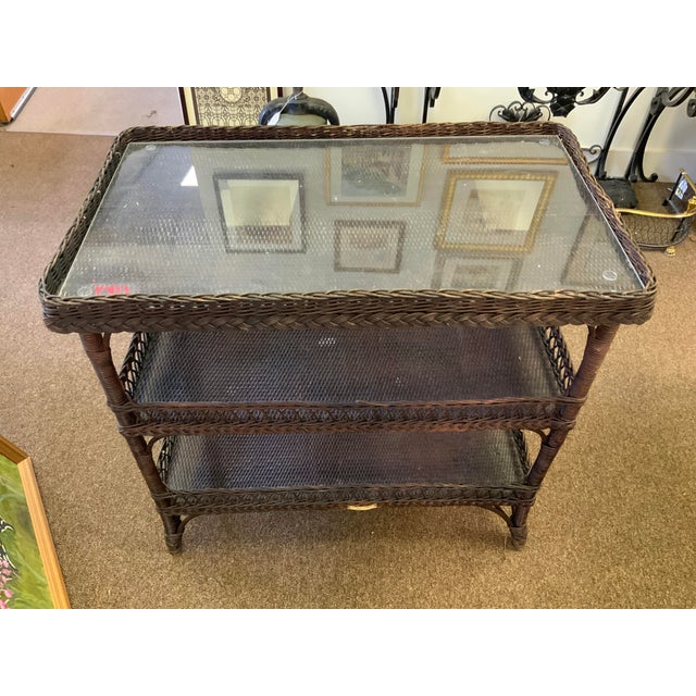 20th Century Wicker Tier Table For Sale - Image 9 of 10