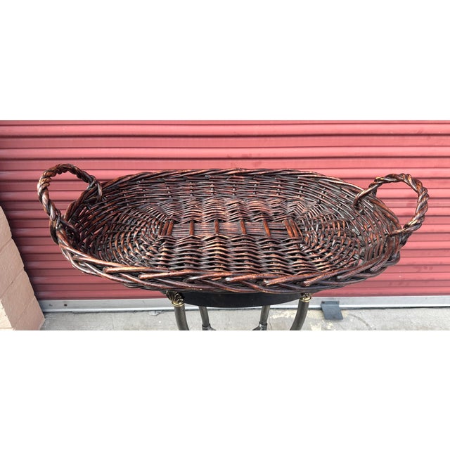 Large Rustic European Woven Rattan/Wicker Gathering Basket. Great for gathering flowers or veggies from the garden. Also...