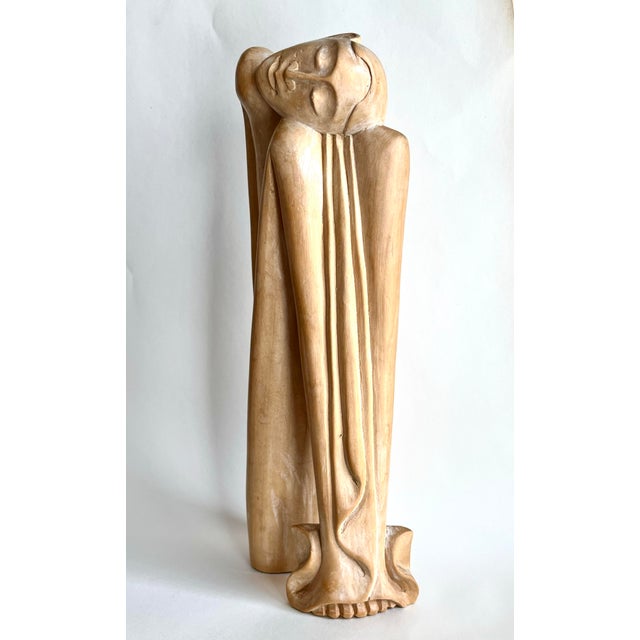 1960s Vintage Modernist Statue Carved Wood All Natural For Sale - Image 5 of 9