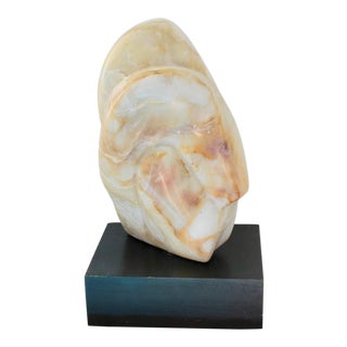 Signed 1970s Abstract Modern Marble Onyx Sculpture by Hyam Myer For Sale