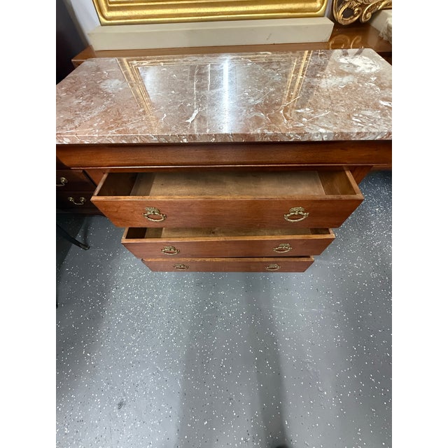 Wood Antique Louis Phillipe Marble Top Cherry Wood Bachelors Chest For Sale - Image 7 of 10