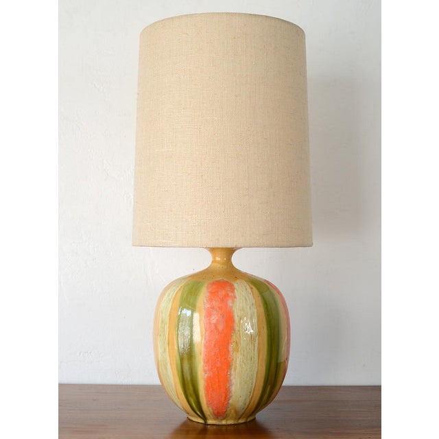 Mid Century Modern Bulbous Drip Glaze Pottery Table Lamp Chairish
