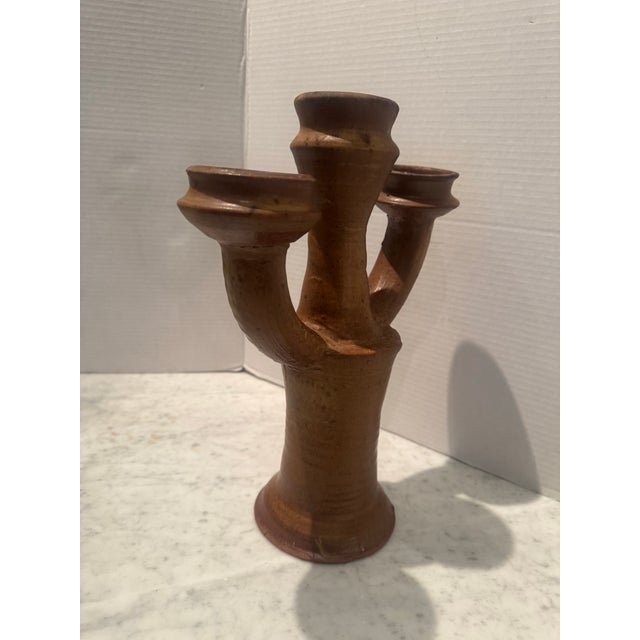 Mid-Century Handmade Ceramic Candle Holder For Sale In New York - Image 6 of 8