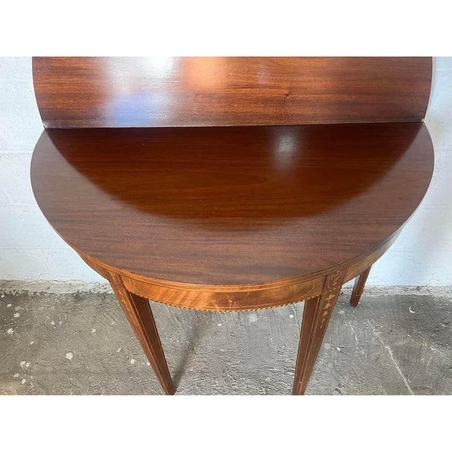 19th Century 19th Century Antique Federal Style Mahogany Inlaid Console or Demi Lune Table. For Sale - Image 5 of 10