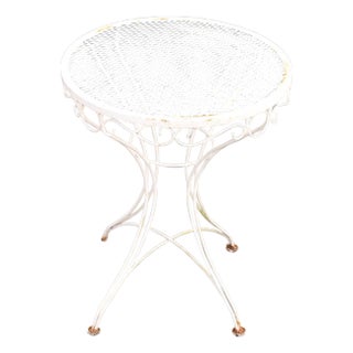 Vintage Wrought Iron Round Outdoor Garden Accent Table For Sale
