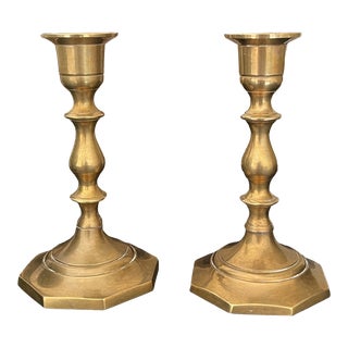 Vintage Brass Candle Holders - a Pair For Sale