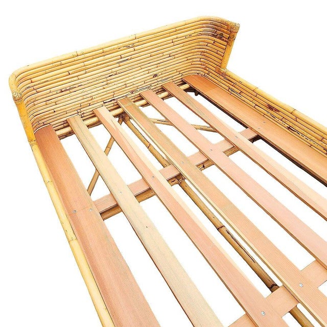 Mid-Century Full Size Stacked Rattan Bed Frame With Wicker Wrappings by Seven Seas For Sale In Los Angeles - Image 6 of 8