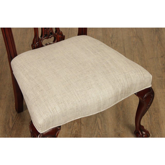 Wood Chippendale Style Quality Set Of Eight Solid Mahogany Dining Chairs For Sale - Image 7 of 18