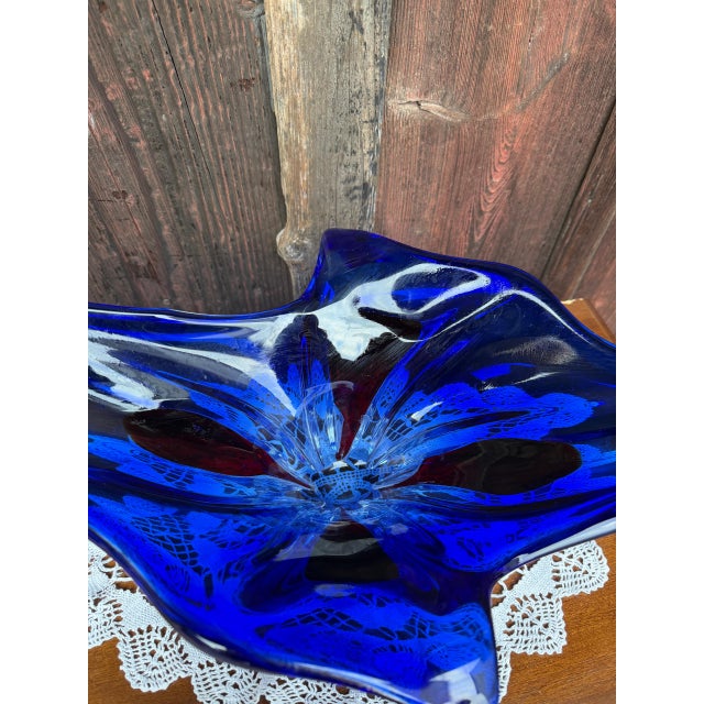 Large Mid-Century Blue-Red-Clear Sommerso Murano Glass Bowl, 1960s For Sale - Image 14 of 18