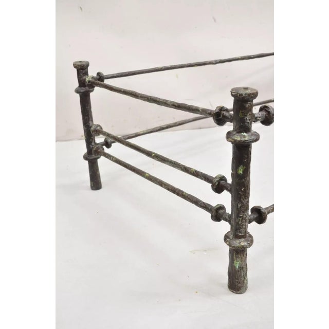 Mid-Century Modern Vintage Giacometti Style Brutalist Patinated Metal Rectangular Coffee Table Base For Sale - Image 3 of 10