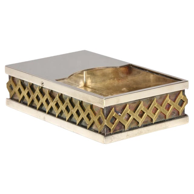 Mid-Century Italian Decorative Silver Plate Box by Benaglia for Cleto Munari, 1970s For Sale