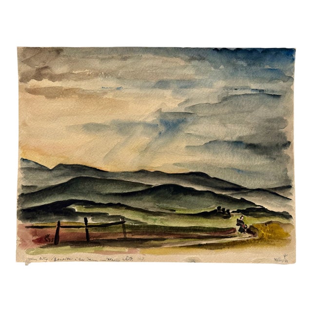 Henry Emil Salloch Original Watercolor on Paper Southwestern Landscape, 1935. For Sale