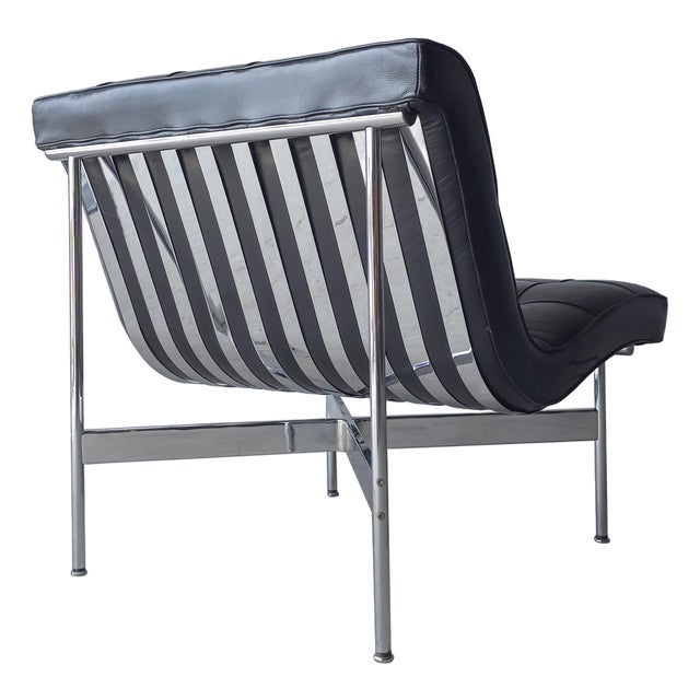 Early Chrome and Leather New York Lounge Chair by Laverne For Sale