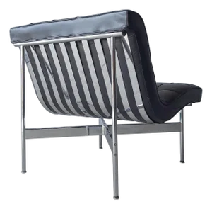 Early Chrome and Leather New York Lounge Chair by Laverne