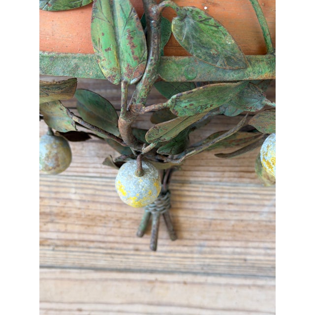 Metal Rare Vintage Italian Tole Lemon Tree Wall Jardiniere With Five-Light Candelabra, Two-Piece Set For Sale - Image 7 of 12