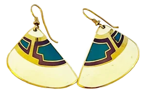 1980s Laurel Burch Vintage Cloisonné Earrings - Set of 2