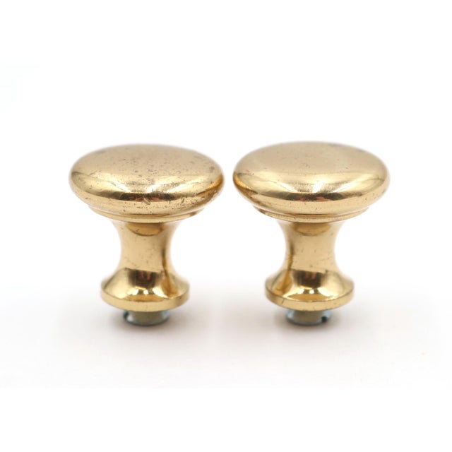 Traditional Pair of Classic 0.875 In. Brass Cabinet Drawer Knobs For Sale - Image 3 of 4