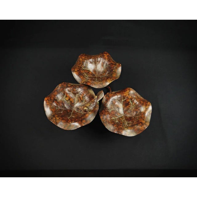 Leaf-Shaped 3-Tiered Lotus Bird Bath in Metal, 2000s For Sale - Image 3 of 14