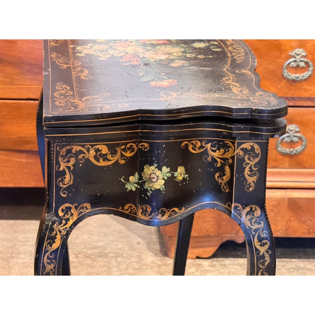 19th Century Black Lacquer Game Table For Sale - Image 13 of 13