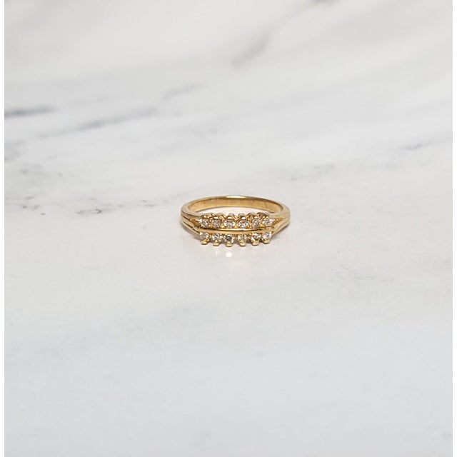 Double Row Prong Diamond Ring .34cttw 14k Yellow Gold, Size 9 For Sale - Image 4 of 5