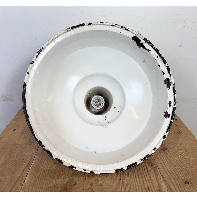 Industrial British White Enamel Factory Pendant Lamp from Benjamin, 1960s For Sale - Image 16 of 18