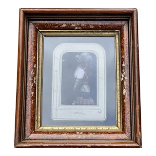 Antique Victorian Cabinet Card, Paired With Contemporary Fashion Photo in Antique Frame For Sale