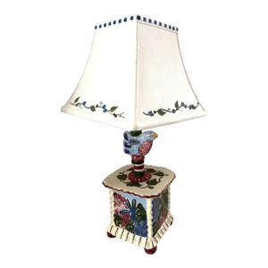 Heather Lane Hand Painted Bird Pottery Lamp