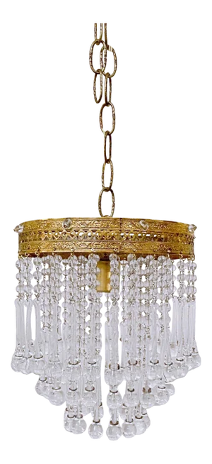 1960s Italian Brass Upside Down Layered Chandelier