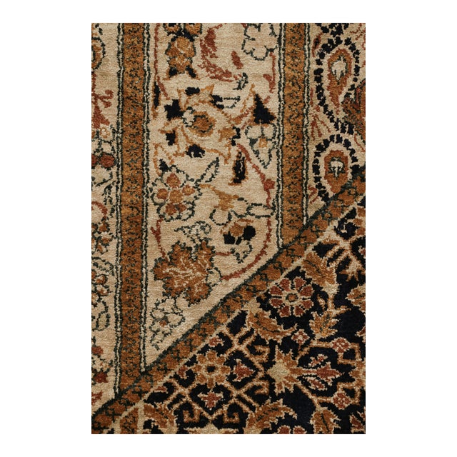 Antique Qum Beige Brown Silk Persian Rug For Sale In New York - Image 6 of 7