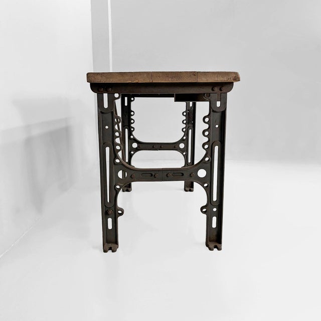 Italian Industrial Wooden and Cast Iron Console Table, 1800s For Sale - Image 4 of 18