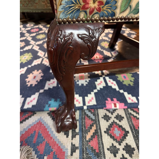 Chippendale Pair of Vintage Chippendale-Style Eagle-Head Arm Chairs For Sale - Image 3 of 12