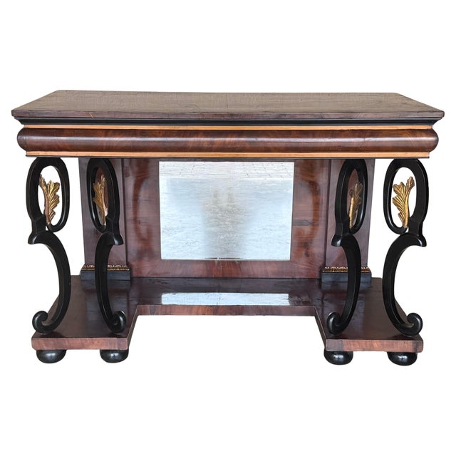 Mid 19th Century Austrian Empire Console Table with back mirror and Swan Pedestals For Sale - Image 15 of 18