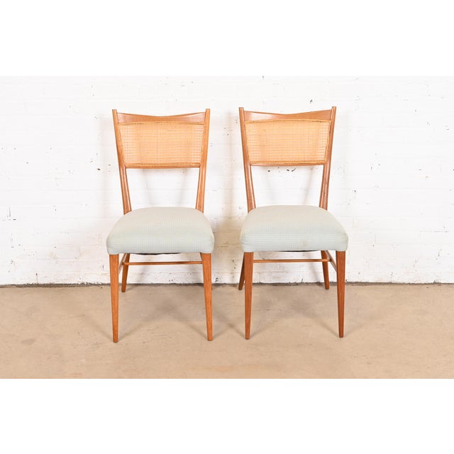 Directional Paul McCobb for Directional Sculpted Mahogany and Cane Dining Chairs or Side Chairs, Pair For Sale - Image 4 of 12