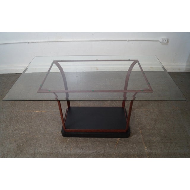 Design Institute of America Iron Base Glass Top Dining Table AGE/COUNTRY OF ORIGIN: Approx 35 years, America...