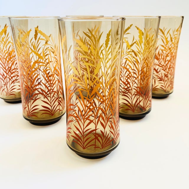 Brown 1970s Vintage Wheat Tumblers - Set of 6 For Sale - Image 8 of 10